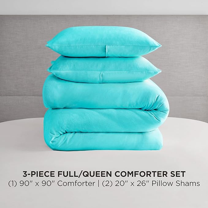 Juicy Couture Blue Crush Velour Full/Queen Comforter Set - 3 Piece Luxury Bedding Ensemble
