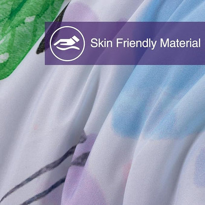 A Nice Night 6pcs Bed in A Bag Watercolor Ink Wash Tie-Dye Butterfly Flying Printed, Butterflies Bedding Comforter Set, Purple Green Twin
