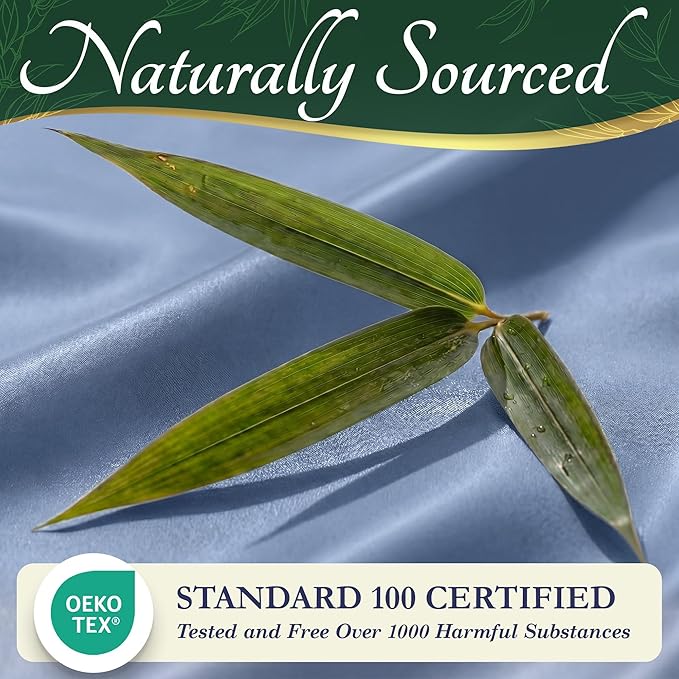 DECOLURE 100% Viscose Derived from Bamboo Sheets King Size - Luxury 6 Pc Naturally Cooling Sheets, Ultra Soft Bed Set - Deep 17" Pockets, Durable Double Stitching, Oeko Tex Standard (Light Blue)
