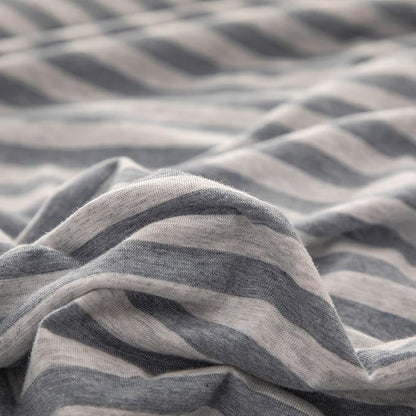 PURE ERA Jersey Knit Pillowcases 100% T-Shirt Cotton Super Soft Comfy Breathable, Set of 2, Queen 20" x 30",Heather Blueish Grey Stripe