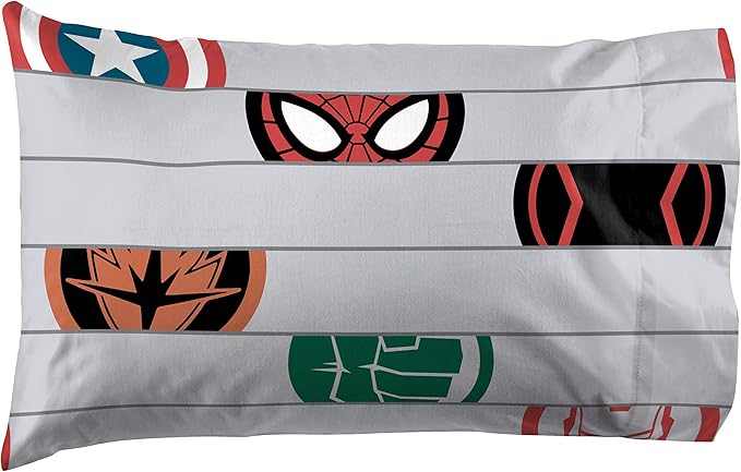 Jay Franco Kids Sheet Set with Fitted, Flat Sheets & Pillow Cover - Ultra-Soft Bedding with Pillowcase for Room Decor, Gray - Avengers, 4 Piece Full