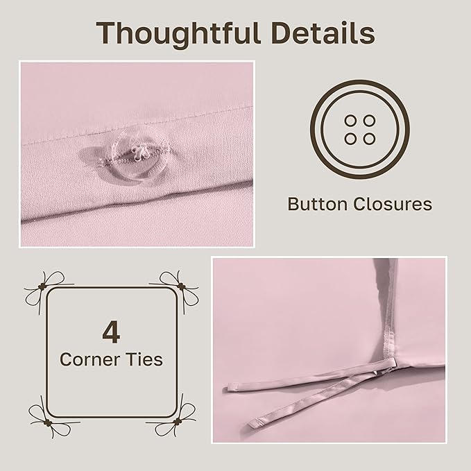 California Design Den Duvet Cover Twin/Twin XL Only - Premium 400 Thread Count, Natural 100% Cotton Twin Cotton Duvet Cover, Soft Sateen, Button Closure and Corner Ties - Pink