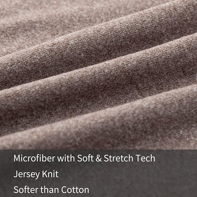 2-Pack Stretch Pillow Cases - Jersey Knit & Envelope Closure Pillowcases with Ultra Soft T-Shirt Like Polyester Blend - Suitable for Queen or Standard Size Set of 2, Heather Brown