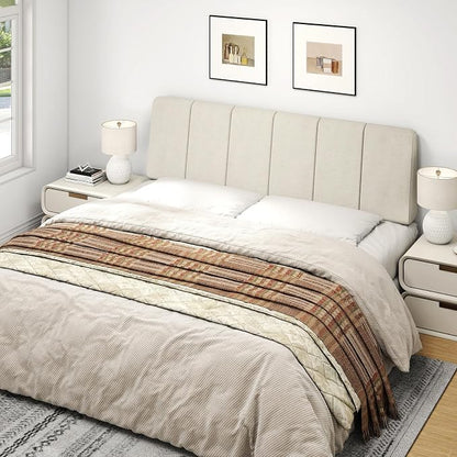 Queen Size Headboard Only-No Assembly Required, Beige | Easy to use no assembly required, Linen fabric and extra-thick foam for added comfort, Modern style headboard queen size
