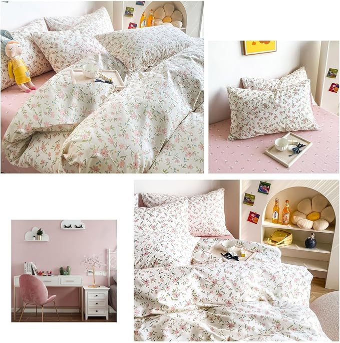 HighBuy 3 Piece Teen Comforter Set Twin XL Size All Season Pink Floral Farmhouse Bedding Comforter with 2 Pillowcases,Washable Cozy Comforter for Girls,Fluffy Comfy Bedding Sets