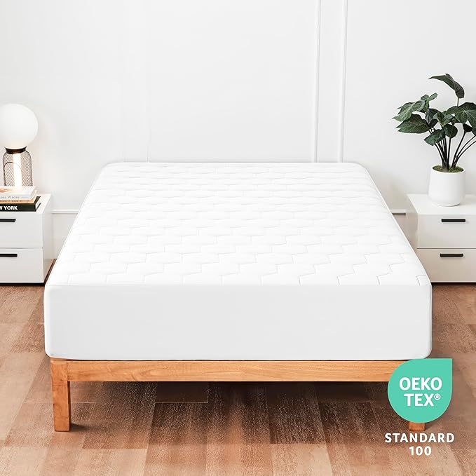 Hearth & Harbor 2 Pack Twin Size Quilted Fitted Mattress Pad Cover, 100% Waterproof Mattress Protectors, Deep Pocket Fitted Mattress Cover 8" - 21" (39" x 75", White)