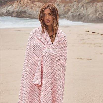 Bedsure Cooling Cotton Waffle King Size Blanket - Lightweight Breathable Blanket of Rayon Derived from Bamboo for Hot Sleepers, Luxury Throws for Bed, Couch and Sofa, Pink, 104x90 Inches