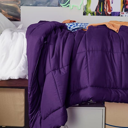 Bedsure Comforter Duvet Insert - Quilted Comforters Twin XL Size, All Season Duvet, GentleSoft Down Alternative Bedding Blanket, with 8 Tabs, Gifts for Women/Men, Purple, Twin XL 92 x 68 Inches