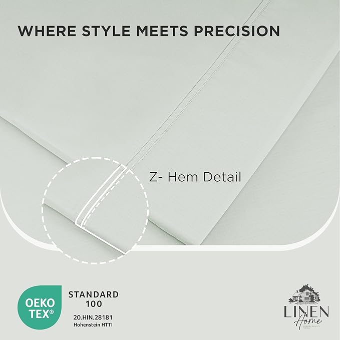 Linen Home 100% Cotton Percale Pillowcases King Size, Dove Grey, 2 Pieces of Pillow Case, Crisp and Cool Strong Bed Linen, 20 inches X 40 inches