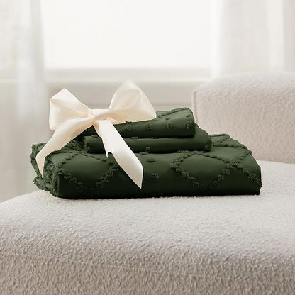 Bedsure Boho Twin Duvet Cover Size - Dark Green Breathable & Soft Boho Bedding, Machine Washable Comforter Cover for All Seasons, Includes 1 Duvet Cover 68"x90" with 1 Pillow Sham & Zipper Closure
