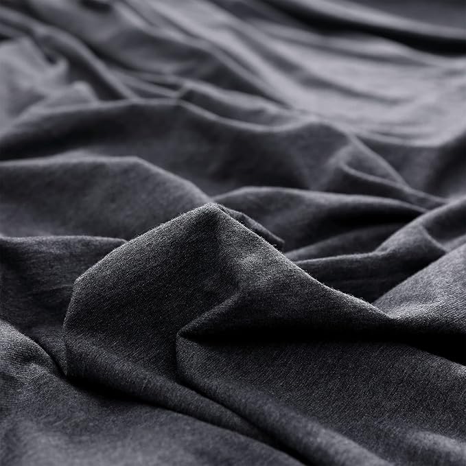 PURE ERA Jersey Knit Pillowcases 100% T-Shirt Cotton Super Soft Comfy Breathable, Set of 2, King 20" x 36", Heathered Charcoal Grey