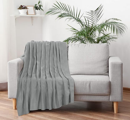 Utopia Bedding Cool Grey 100% Cotton Blanket [Twin Size - 90x72 Inch] Lightweight, Soft and Breathable Thermal Blanket for All Seasons