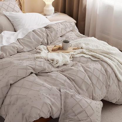 Bedsure Boho Duvet Cover Full Size - Linen Breathable & Soft Boho Bedding, Machine Washable Comforter Cover for All Seasons, Includes 1 Duvet Cover 80"x90" with 2 Pillow Shams & Zipper Closure