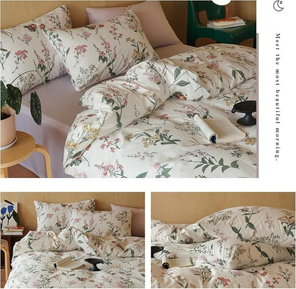 HighBuy Full Size Comforter Set Blush Pink Floral Boho Chic Botanical Coquette Cottagecore Bedding Comforter for Full Bed College Teen Girls Aesthetic Floral Bedding Set 3 Piece