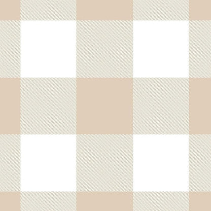 Wake In Cloud - Gingham Comforter Set, Plaid Buffalo Check Checkered Cottagecore Cute Geometric, Soft Lightweight Bedding, 3 Pieces, Beige, Queen Size