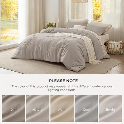 Bedsure King Comforter Set, Linen Soft Prewashed Bedding for All Seasons, 3 Pieces GentleSoft™ Bed Set, 1 Lightweight Comforter (104"x90") and 2 Pillowcases (20"x36")