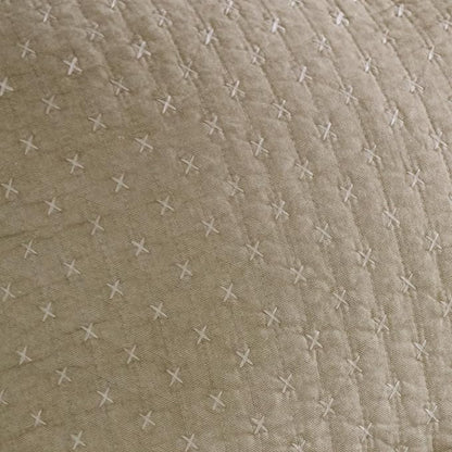 Levtex Home Cross Stitch Reversible King/Cal King Quilt Set (106x92in) and 2 Pillow Shams (36x20in) - Stitch Texture - Taupe - Cotton King Size Quilt Bedding Set - Lightweight Soft Pre-Washed