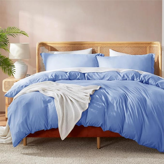 Nestl Twin Duvet Cover Set - Soft Double Brushed Calm Blue Duvet Cover Twin/Twin XL, 2 Piece, with Button Closure, 1 Duvet Cover 68x90 inches and 1 Pillow Sham