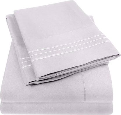 1500 Supreme Collection Full Sheet Sets Lilac - Luxury Hotel Bed Sheets and Pillowcase Set for Full Mattress - Extra Soft, Elastic Corner Straps, Deep Pocket Sheets, Full Lilac
