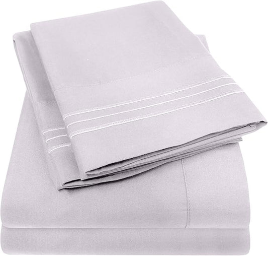 1500 Supreme Collection Full Sheet Sets Lilac - Luxury Hotel Bed Sheets and Pillowcase Set for Full Mattress - Extra Soft, Elastic Corner Straps, Deep Pocket Sheets, Full Lilac