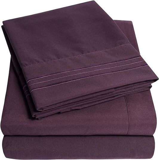1500 Supreme Collection King Sheet Sets Purple- Luxury Hotel Bed Sheets and Pillowcase Set for King Mattress - Extra Soft, Elastic Corner Straps, Deep Pocket Sheets, King Purple