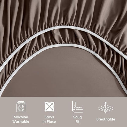 Nestl Split King Sheet Set - 1800 Ultra-Soft Microfiber Bed Sheets - Double Brushed - Deep Pockets - Easy Fit - 5 Piece Set - Bed Sheets & Pillowcases (Split King Size, Chocolate Brown)