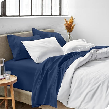Bare Home Split King Sheet Set - 1800 Ultra-Soft Microfiber Bed Sheets - Double Brushed - Deep Pockets - Easy Fit - 5 Piece Set - Bedding Sheets & Pillowcases (Split King, Dark Blue)