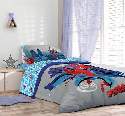 Sunny Side Up Kids Comforter Set Includes Sheets and Pillow Covers - Soft and Cozy Bed Set for Stylish Room Decor, Gray - Spiderman, 7 Piece Full Bedding