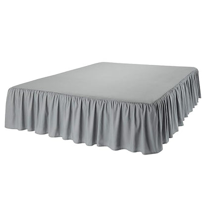 Amazon Basics Wrinkle Resistant Machine Washable Ruffled Bed Skirt, Fade Resistant 100% Microfiber with 16" Drop, Queen, Dark Grey