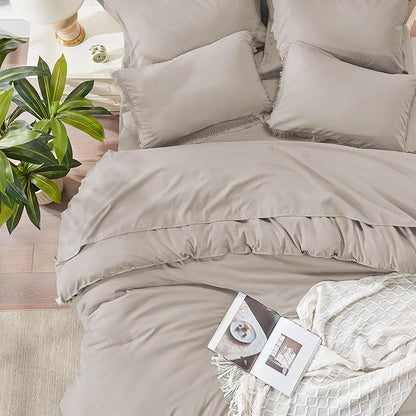 Andency Full Size Comforter Set Heather Grey -7 Pieces Boho Tassel Bed in a Bag Soft Lightweight Bedding Sets, Fringe All Season Bed Set with Comforter, Sheets, Pillowcases & Shams