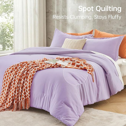 MUXHOMO Full Comforter Sets, All Season Ultra Soft Down Alternative Bedding - 3 Piece Lightweight Bed Set Includes 1 Comforter (82"x86") and 2 Pillow Shams (20"x26"), Crystal Purple