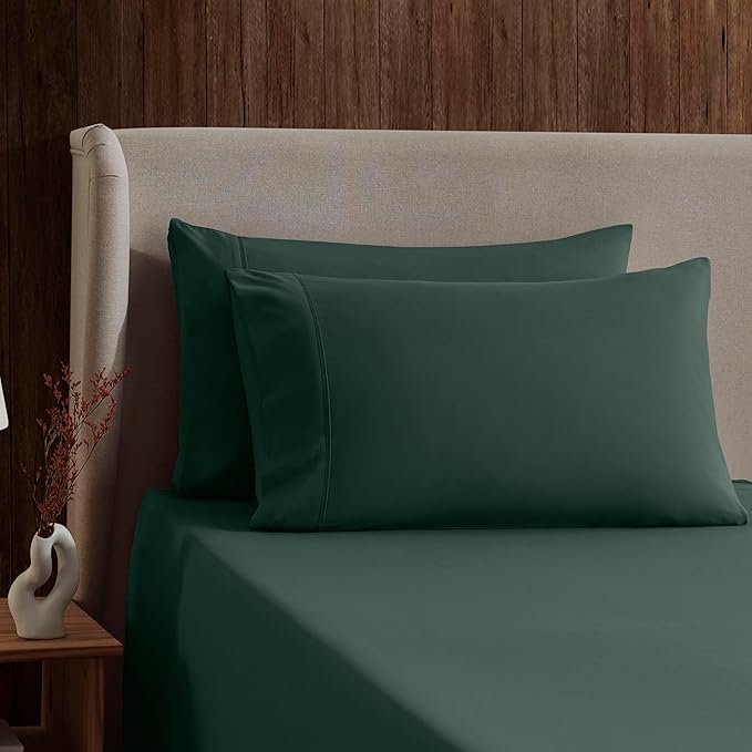 Nestl California King Sheet Set - 1800 Ultra-Soft Microfiber Cal King Bed Sheets - Double Brushed - Deep Pockets - Easy Fit - 4 Piece Set - Bed Sheets (California King, Forest Green)