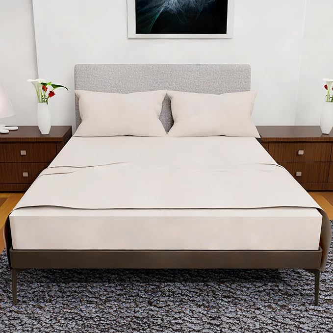 Royal Bliss King Size Sheets Set - 4 Piece Bedding, Wrinkle Free, Double Brushed, Cooling Sheets, Ivory