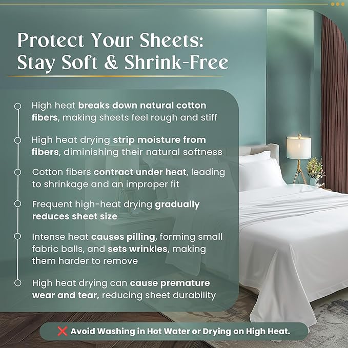 800TC Egyptian Cotton Sheets Queen Sheet Set Deep Pocket, 100% Cotton Sateen Bed Sheets Queen Size Set, No Pill Soft Naturally Cool Breathable Elasticated Sheet & Pillowcase Sets - Lavender