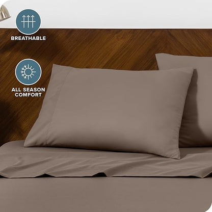 Bare Home Microfiber Pillow Cases - Standard Size Set of 2 - Cooling Pillowcases - Double Brushed - Easy Care - Envelope Closure (Standard Pillowcase Set of 2, Taupe)