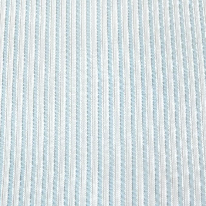 Comforter Queen Set Light Blue Striped Soft Luxury Washed Microfiber Jacquard 3 Pieces Bedding, White Light Blue Vertical Ticking Stripes Comforter with 2 Pillowcases Breathable Durable Comfy