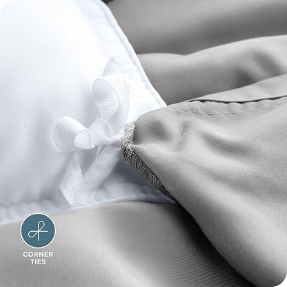 Bare Home Bedding Duvet Cover Full Size - Premium 1800 Super Soft Collection - Lightweight, Cooling Duvet Cover - Soft Breathable Bedding (Full, Light Grey)