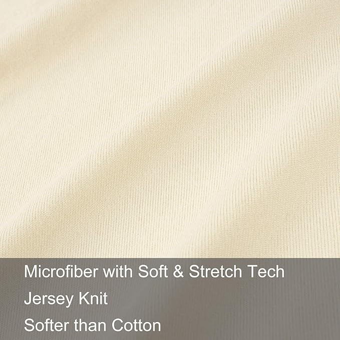 2-Pack Stretch Pillow Cases - Jersey Knit & Ultra Soft Envelope Closure Pillowcases T-Shirt Like Microfiber Blend - Suitable for 20x36/20x40 King Size Set of 2, Beige