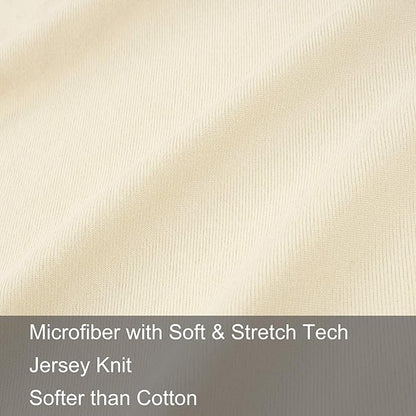 2-Pack Stretch Pillow Cases - Jersey Knit & Ultra Soft Envelope Closure Pillowcases T-Shirt Like Microfiber Blend - Suitable for 20x36/20x40 King Size Set of 2, Beige