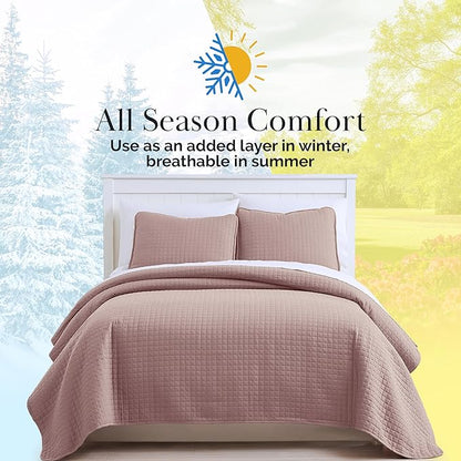 Southshore Fine Living, Inc. Twin Quilt Bedding Set, Soft Brushed Microfiber Quilt, Twin Coverlet Bedspread, Wrinkle & Pet Hair Resistant Bedding, Easy Care, with 1 Pillow Sham, Lavender