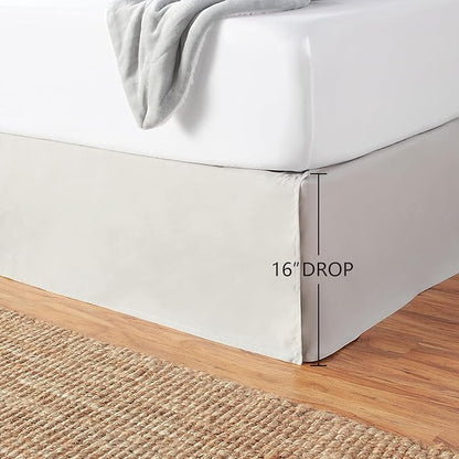 Amazon Basics Lightweight Pleated Bed Skirt, Machine Washable, Wrinkle and Fade Resistant, Queen, Light Grey, 16-Inch Drop