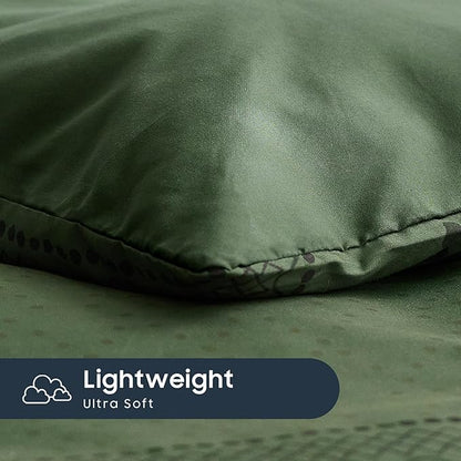 Wake In Cloud - Boho Comforter Set, Farmhouse Bohemian Western Aztec Neutral Aesthetic, Soft Lightweight Bedding, 3 Pieces, Dark Olive Green, Full Size