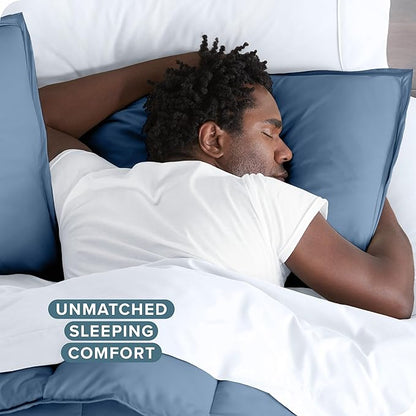 Bare Home Bedding Duvet Cover Queen Size - Premium 1800 Super Soft Collection - Lightweight, Cooling Duvet Cover - Soft Breathable Bedding (Queen, Coronet Blue)