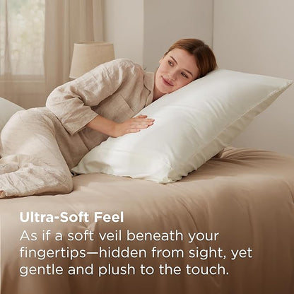 Bedsure Queen Pillow Cases Set of 2 - Ivory Brushed Microfiber Pillowcase 2 Pack, Super Soft Pillowcase, Cream Pillow Case Covers with Envelope Closure for Kids, Wrinkle, Fade Resistant, 20x30 Inches