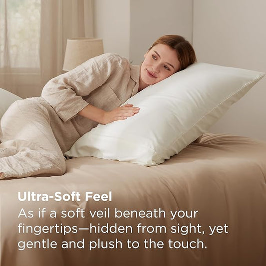 Bedsure Queen Pillow Cases Set of 2 - Ivory Brushed Microfiber Pillowcase 2 Pack, Super Soft Pillowcase, Cream Pillow Case Covers with Envelope Closure for Kids, Wrinkle, Fade Resistant, 20x30 Inches