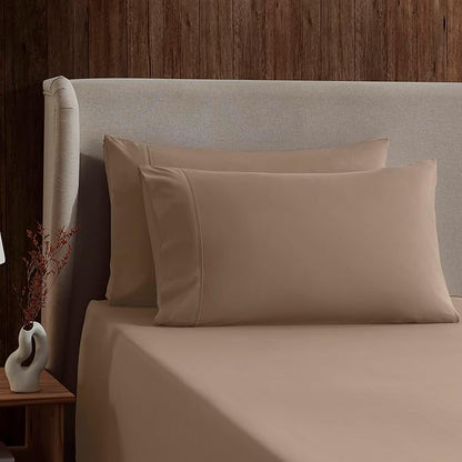 Nestl Twin XL Sheet Set - College Dorm Size - Luxury 1800 Ultra-Soft Microfiber Twin Extra Long Bed Sheets - Deep Pockets - Easy Fit - Extra Soft - 3 Piece Set (Twin XL, Taupe)
