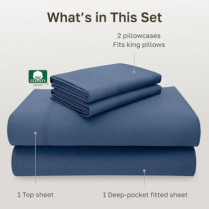 California Design Den California King Sheet Set - 100% Cotton, 600 Thread Count Deep Pocket Cal King Sheet Set, Luxury Hotel-Quality Sheets with Soft Sateen Weave - Royal Navy Blue