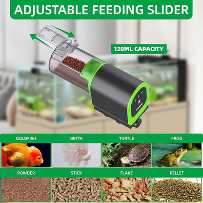 FREESEA Automatic Fish Feeder for Aquarium: Small Vacation Betta Feeder | 100ml USB Rechargeable Auto Fish Food Dispenser with Timer for Small Tank