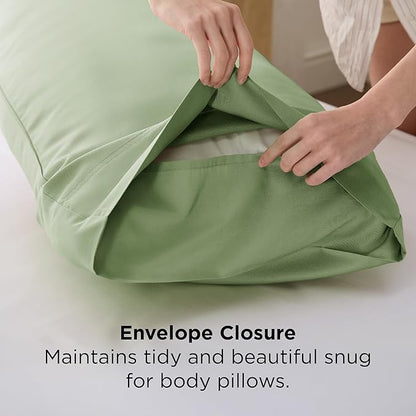 Bedsure Body Pillow Cover, Cooling Body Pillow Pillowcase for Hot Sleepers, Rayon Derived from Bamboo, PureWoven Silky Soft Long Pillow Case Cover with Envelope Closure, Sage Green, 20x54 Inches