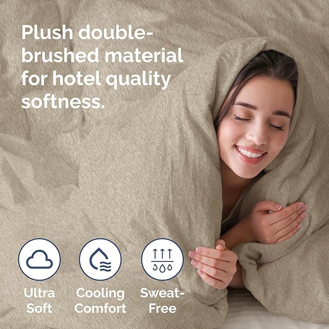 Duvet Cover Cal King Size Set - Extra Soft Cal King Duvet Cover 104" x 98" with 2 Pillow Shams - Hotel Luxury, Easy Care & Fade Free w/ Zipper Closures & Ties - Comfy & Breathable (Heathered Beige)